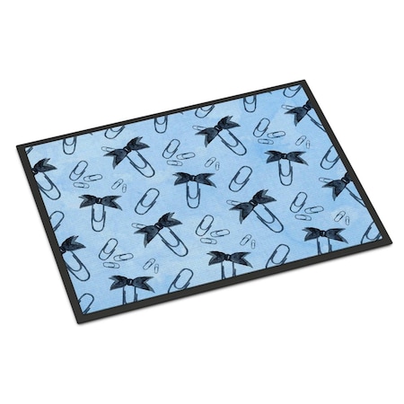 Carolines Treasures Watercolor Paper Clips Blue Indoor or Outdoor Mat, 24 x 36 in. BB7544JMAT